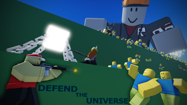 A banner for the game "Defend the Universe" on ROBLOX